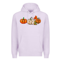 Lilac pumpkins face Premium Hoodie - AdoDesignShop