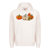 Pale Pink pumpkins face Premium Hoodie - AdoDesignShop