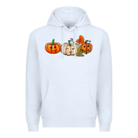 White pumpkins face Premium Hoodie - AdoDesignShop