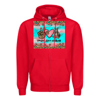 Red peace love pitbull Zipper Hoodie - JahusDesignShop