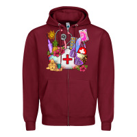 Burgundy nurse  summer Zipper Hoodie - AdoDesignShop