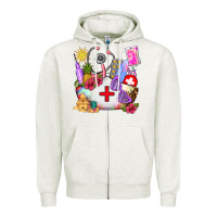 Oatmeal Heather nurse  summer Zipper Hoodie - AdoDesignShop