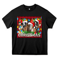 Black Merry Christmas  With Goats Heavy Core Tee - LillyAllenDesigns