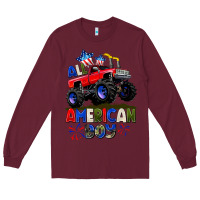 Burgundy All American Boy 4th july Long Sleeve Tee - CowGirlArtShop