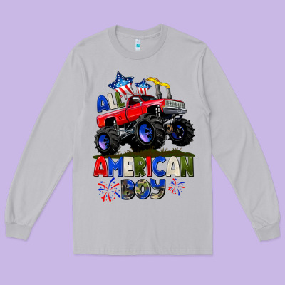 All American Boy 4th July Long Sleeve Tee Designed By Cowgirlartshop
