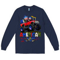 Navy All American Boy 4th july Long Sleeve Tee - CowGirlArtShop