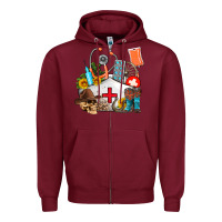 Burgundy nurse  summer Zipper Hoodie - AdoDesignShop
