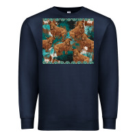 Navy turquoises gemstones cowhide highlands cow Premium Sweatshirt - BarkalooDesign