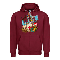 Burgundy nurse  cross and jesus Zipper Hoodie - AdoDesignShop