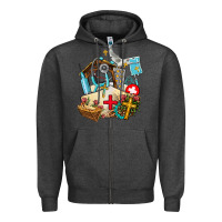 Charcoal Heather nurse  cross and jesus Zipper Hoodie - AdoDesignShop