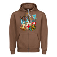 Chestnut nurse  cross and jesus Zipper Hoodie - AdoDesignShop