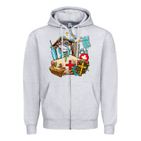 Heather Grey nurse  cross and jesus Zipper Hoodie - AdoDesignShop