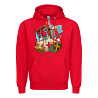 Red nurse  cross and jesus Zipper Hoodie - AdoDesignShop