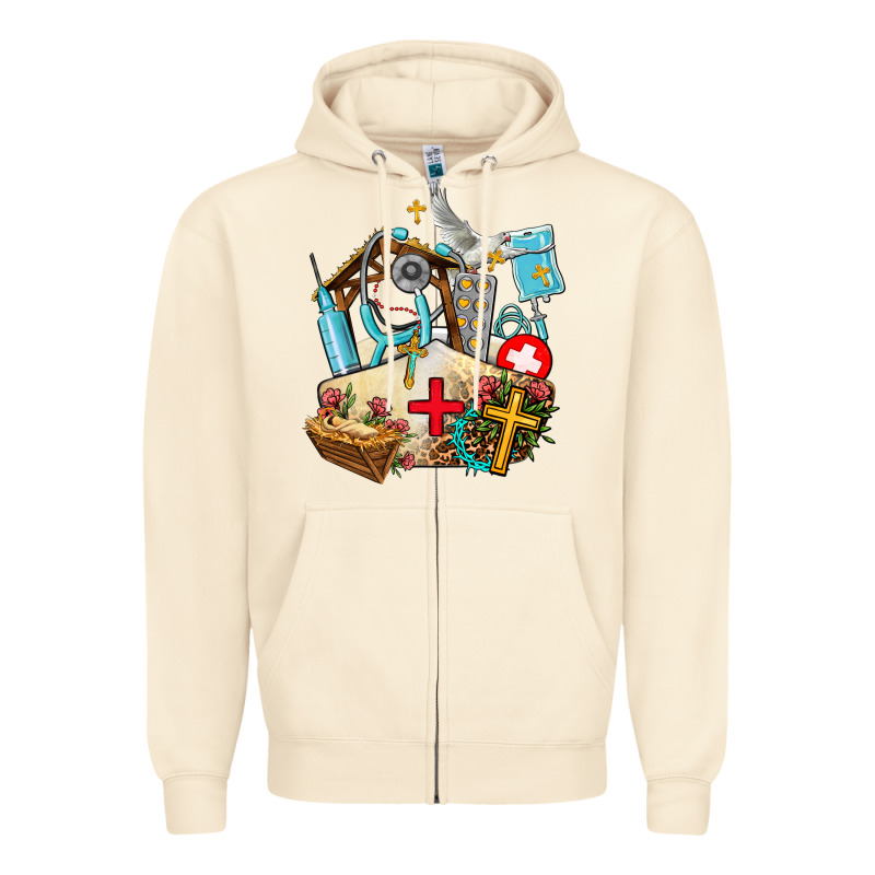 Nurse  Cross And Jesus Zipper Hoodie by AdoDesignShop | Teevron