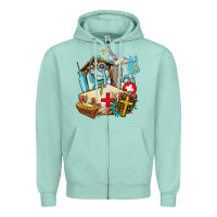 Seafoam nurse  cross and jesus Zipper Hoodie - AdoDesignShop