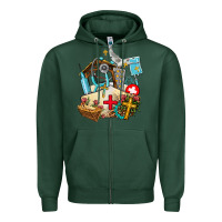 Sports Green nurse  cross and jesus Zipper Hoodie - AdoDesignShop