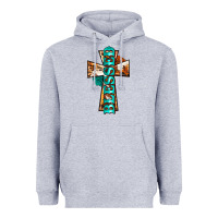 Heather Grey blessed cross Heavyweight Hoodie - BarkalooDesign