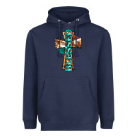 Navy blessed cross Heavyweight Hoodie - BarkalooDesign