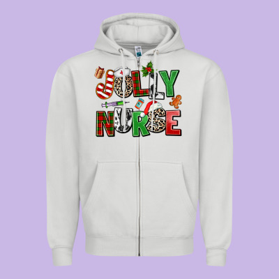Jolly Nurse Zipper Hoodie Designed By Adodesignshop
