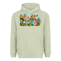 Matcha farm cute animals with sunflower coffee cups Heavyweight Hoodie - NancyCooperArtShop