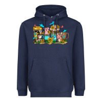 Navy farm cute animals with sunflower coffee cups Heavyweight Hoodie - NancyCooperArtShop