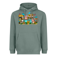 Sage farm cute animals with sunflower coffee cups Heavyweight Hoodie - NancyCooperArtShop
