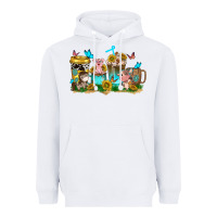 White farm cute animals with sunflower coffee cups Heavyweight Hoodie - NancyCooperArtShop