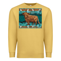Antique Gold turquoises gemstones cowhide highland cow Premium Sweatshirt - BarkalooDesign