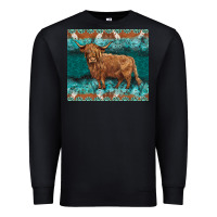 Black turquoises gemstones cowhide highland cow Premium Sweatshirt - BarkalooDesign