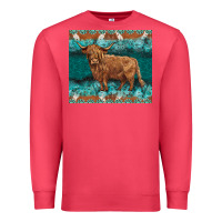 Cardinal turquoises gemstones cowhide highland cow Premium Sweatshirt - BarkalooDesign