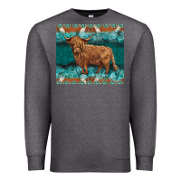 Charcoal Heather turquoises gemstones cowhide highland cow Premium Sweatshirt - BarkalooDesign