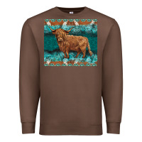 Chestnut turquoises gemstones cowhide highland cow Premium Sweatshirt - BarkalooDesign
