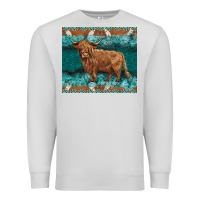 Dove Grey turquoises gemstones cowhide highland cow Premium Sweatshirt - BarkalooDesign