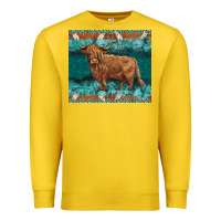 Lemon turquoises gemstones cowhide highland cow Premium Sweatshirt - BarkalooDesign