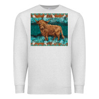 Oatmeal Heather turquoises gemstones cowhide highland cow Premium Sweatshirt - BarkalooDesign