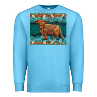 Ocean Blue turquoises gemstones cowhide highland cow Premium Sweatshirt - BarkalooDesign