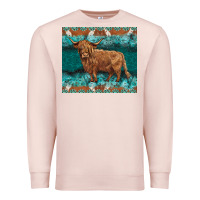 Pale Pink turquoises gemstones cowhide highland cow Premium Sweatshirt - BarkalooDesign