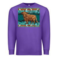 Purple turquoises gemstones cowhide highland cow Premium Sweatshirt - BarkalooDesign