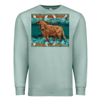 Seafoam turquoises gemstones cowhide highland cow Premium Sweatshirt - BarkalooDesign