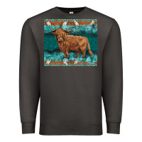 Smoke turquoises gemstones cowhide highland cow Premium Sweatshirt - BarkalooDesign