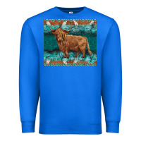 True Royal turquoises gemstones cowhide highland cow Premium Sweatshirt - BarkalooDesign