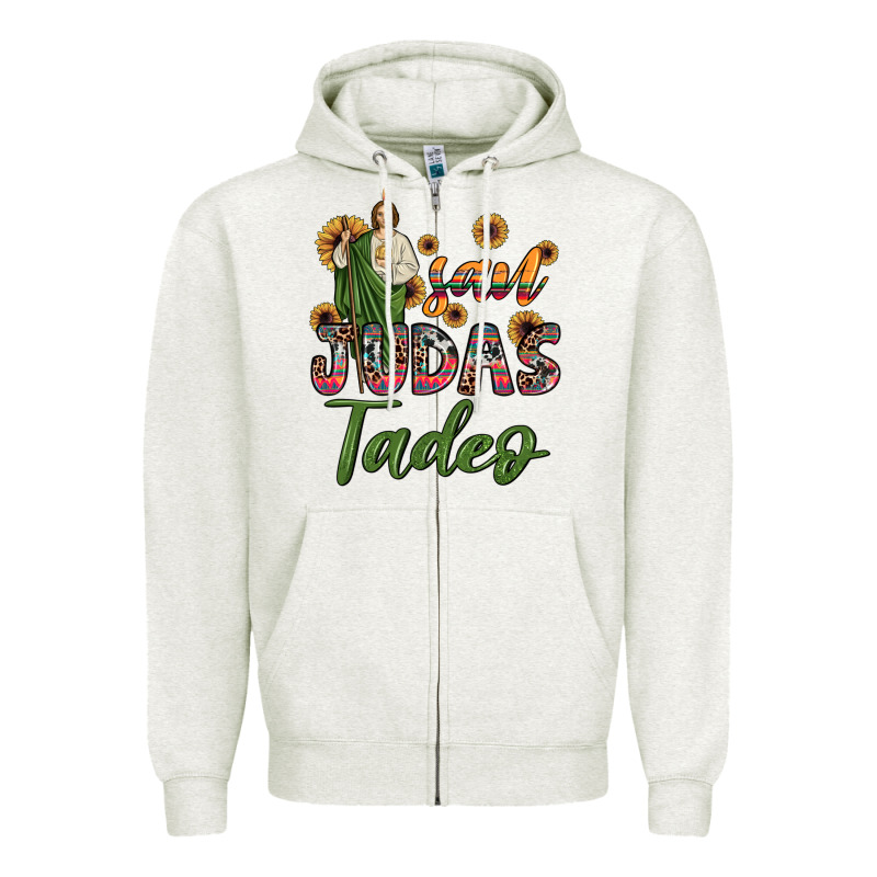 San Judas Tadeo Sunflower Zipper Hoodie by JahusDesignShop | Teevron
