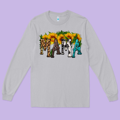 Mama With Sunflower Long Sleeve Tee Designed By Hra Design Shop