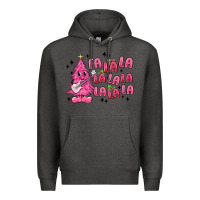 Charcoal Heather pink christmas fa la la Premium Hoodie - MaliasSmallBusiness