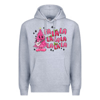 Heather Grey pink christmas fa la la Premium Hoodie - MaliasSmallBusiness