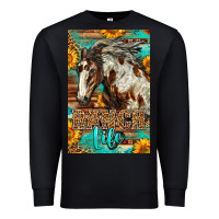 Black Western Ranch Life Mustang Horse Premium Sweatshirt - LillyAllenDesigns