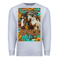 Heather Grey Western Ranch Life Mustang Horse Premium Sweatshirt - LillyAllenDesigns