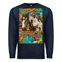 Navy Western Ranch Life Mustang Horse Premium Sweatshirt - LillyAllenDesigns