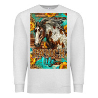 Oatmeal Heather Western Ranch Life Mustang Horse Premium Sweatshirt - LillyAllenDesigns