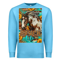 Ocean Blue Western Ranch Life Mustang Horse Premium Sweatshirt - LillyAllenDesigns